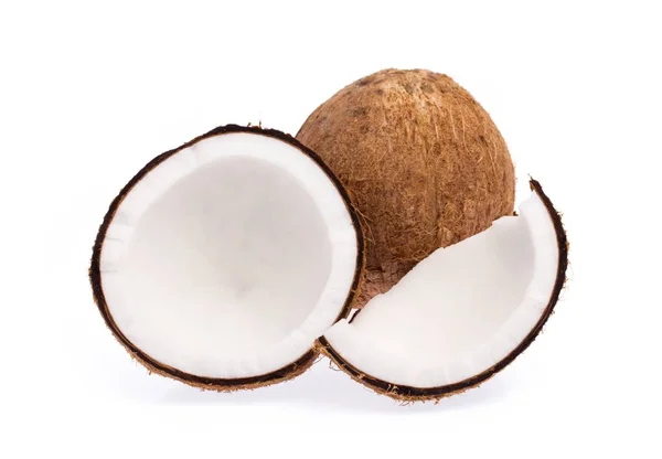 Copra Frutas Coco Orgânico Marrom Velho Quebrado Pedaços Empilhado Fundo — Fotografia de Stock