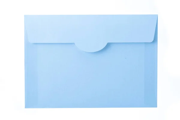 Envelope Azul Isolado Fundo Branco — Fotografia de Stock