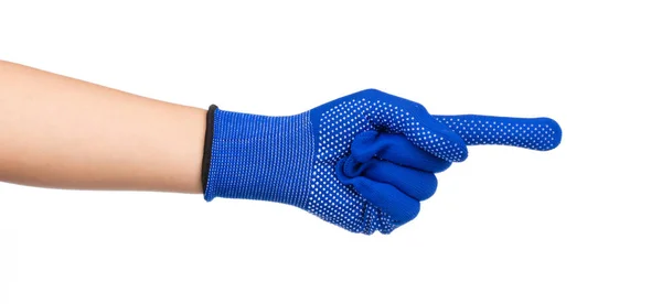 Рука Голубых Перчатках Белом Фоне — стоковое фото