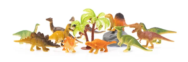 Plastic Dinosaurus Speelgoed Geïsoleerd Witte Achtergrond — Stockfoto