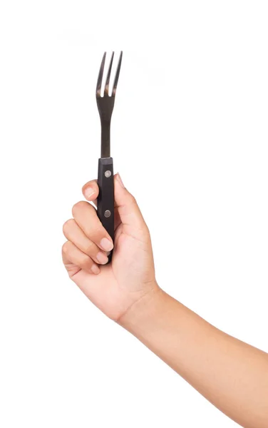 Hand Holding Fork Isolated White Background — Stock Photo, Image