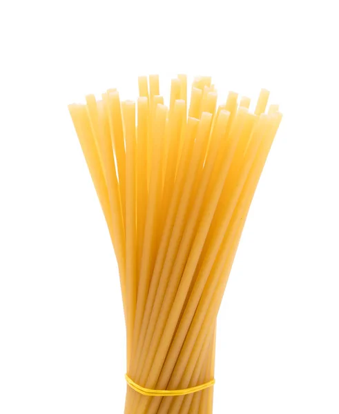 Spaghetti Crudi Isolati Fondo Bianco — Foto Stock