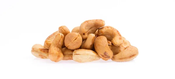 Kešu Ořechy Slané Pečené Potraviny Izolované Bílém Pozadí — Stock fotografie