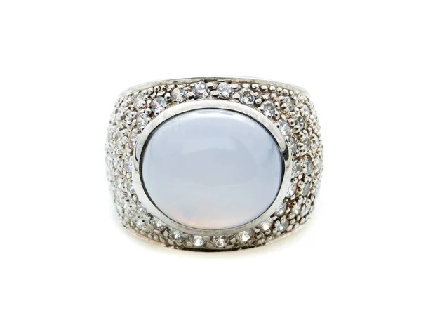 Bague Saphir Sur Fond Blanc — Photo