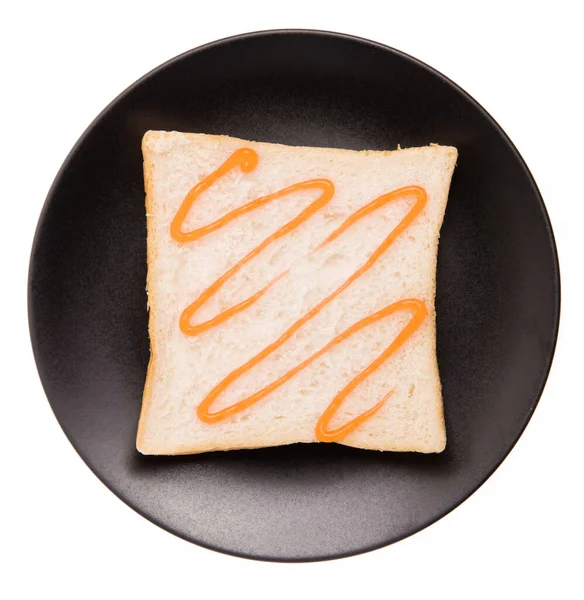 Блюдо Хлеба Апельсиновым Джемом Изолированы Белом Фоне — стоковое фото