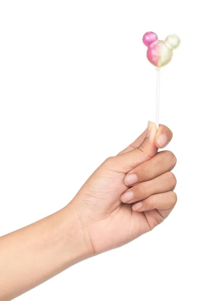 Hand Holding Lollipops Isolated White Background — Stock Photo, Image