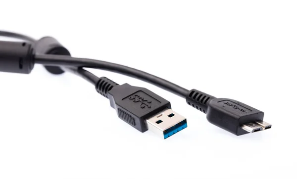 Usb Usb3 Csatlakozó Elszigetelt Fehér Alapon — Stock Fotó