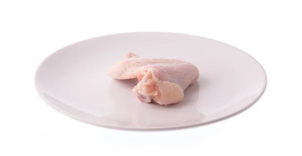 Raw Chicken Wings Meaton Plato Aislado Sobre Fondo Blanco — Foto de Stock