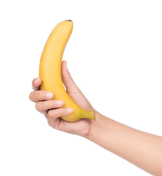 Hand Holding Banana Isolated White Background — Stock Photo, Image