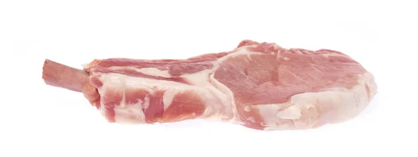 Raw Pork Chops Isolated White Background — Stock Photo, Image