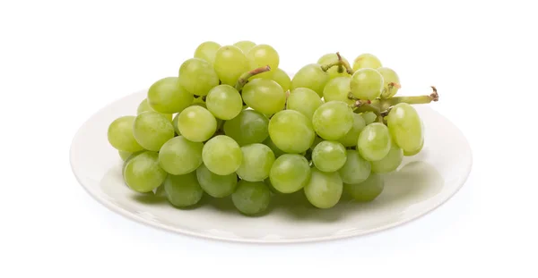 Zielone Winogrona Danie Izolowane Białym Tle — Zdjęcie stockowe