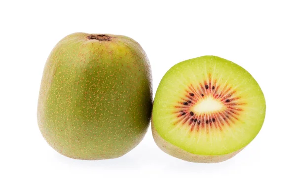 Snijd Rode Kiwi Geïsoleerd Witte Achtergrond — Stockfoto