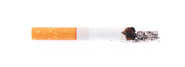Bunda Cigarro Com Cinzas Isoladas Fundo Branco — Fotografia de Stock