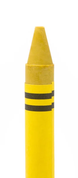 Lápis Cera Amarelo Isolado Fundo Branco — Fotografia de Stock