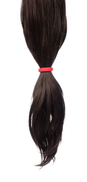 Tkaniny Vlasy Červenou Scrunchy Izolované Bílém Pozadí — Stock fotografie