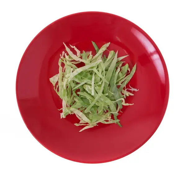 Φέτα Πράσινο Λάχανο Πιάτο Που Απομονώνονται Λευκό Φόντο — Φωτογραφία Αρχείου
