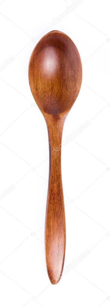 wood spoon isolated on white background.