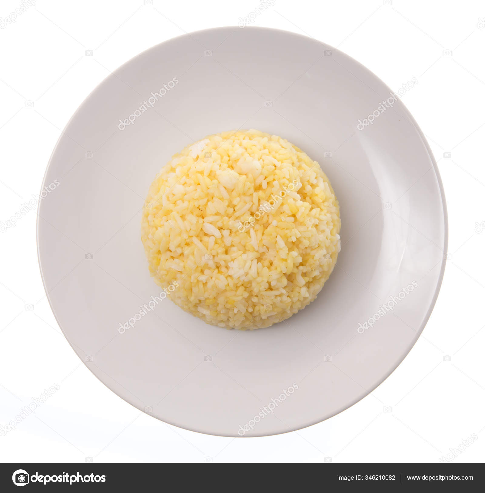 Rice Plate Portion Cooked Yellow Rice White Ceramic Dish — Stock Photo ...
