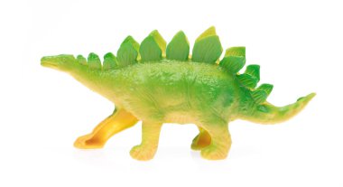 Oyuncak plastik Kentrosaurus beyaz arkaplanda izole edildi.