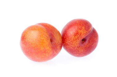 olgun yakut erik meyvesi beyaz arkaplanda izole