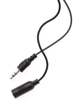 Beyaz arkaplanda izole edilmiş mikrofon için ses Mini Jack Kablosu