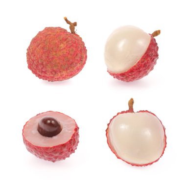 Beyaz arkaplanda izole edilmiş lychees seti