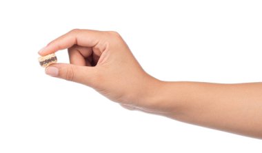 Beyaz arka planda izole edilmiş çikolatalı waffle 'lar..