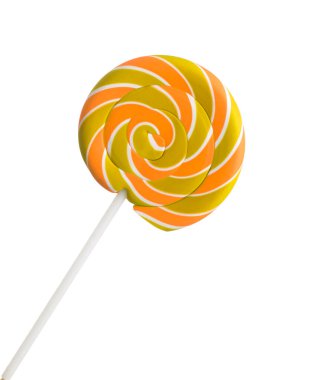 Beyaz arka plan üzerinde izole renkli sarmal lolipop