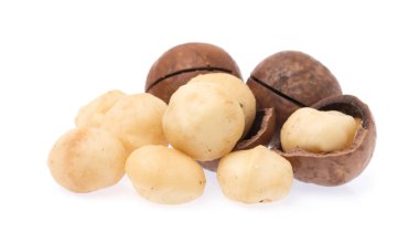 Macadamia beyaz arkaplanda izole edildi.