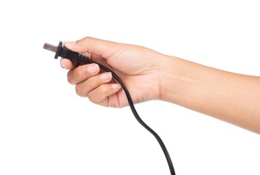 Siyah güç kablosu beyaz arkaplanda izole edildi