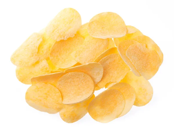 Potatis Chips Isolerad Vit Bakgrund — Stockfoto