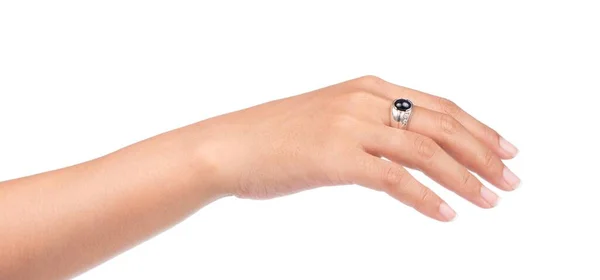 Показать Кольцо Пальце Изолированы Белом Фоне — стоковое фото