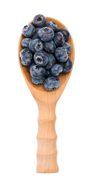 Wood Ladle Blueberry Fruits Isolated White Background — Stock Photo, Image