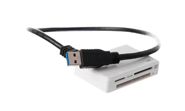 Leitor Cartão Usb Isolado Fundo Branco — Fotografia de Stock