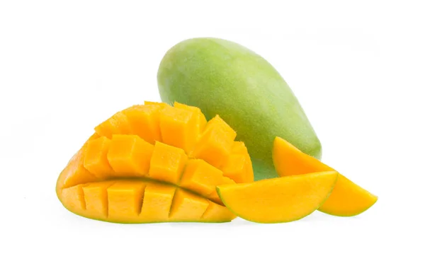 Plátek Mango Izolované Bílém Pozadí — Stock fotografie