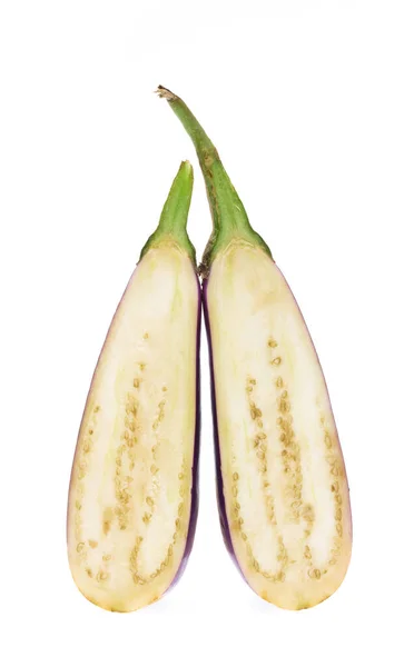 Cut Eggplant Isolated White Background — Stock Photo, Image