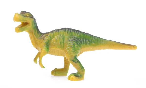 Tiranosaurio Rex Hecho Plástico Dinosaurio Juguete Aislado Sobre Fondo Blanco — Foto de Stock