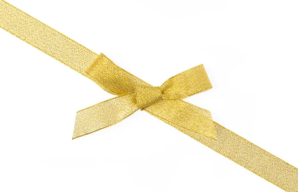 Gold Bow Isolated White Background — Stock Photo, Image