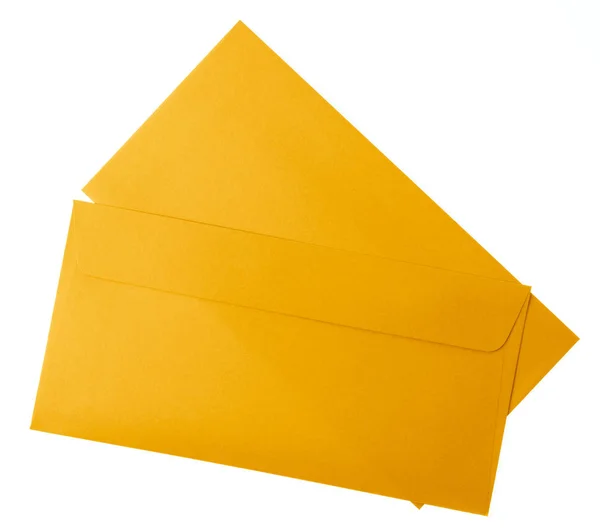 Envelope Amarelo Isolado Fundo Branco — Fotografia de Stock