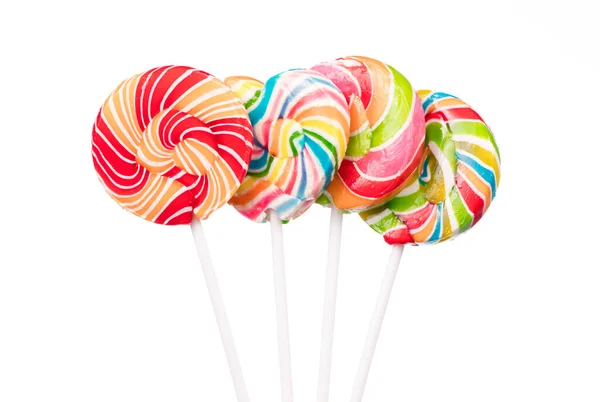 Colorful Spiral Lollipops Isolated White Background — Stock Photo, Image