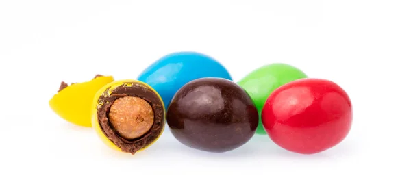 Çikolata Şeker Düğmeleri Beyaz Arkaplanda Izole — Stok fotoğraf