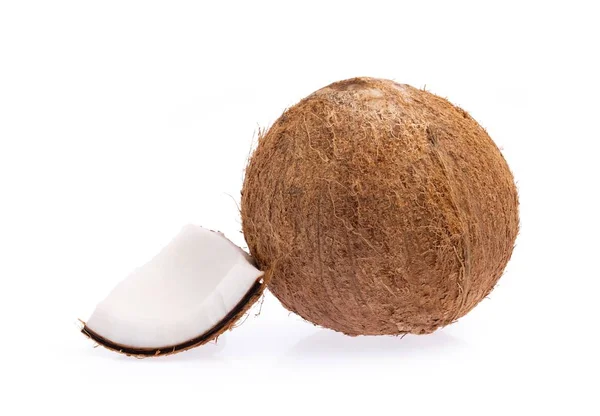 Copra Frutas Coco Orgânico Marrom Velho Quebrado Pedaços Empilhado Fundo — Fotografia de Stock