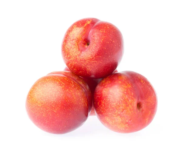 Ripe Ruby Plum Fruit Isolated White Background — Stock Photo, Image