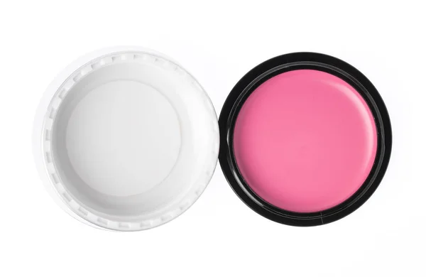 Kosmetik Pink Blush Diisolasi Latar Belakang Putih — Stok Foto