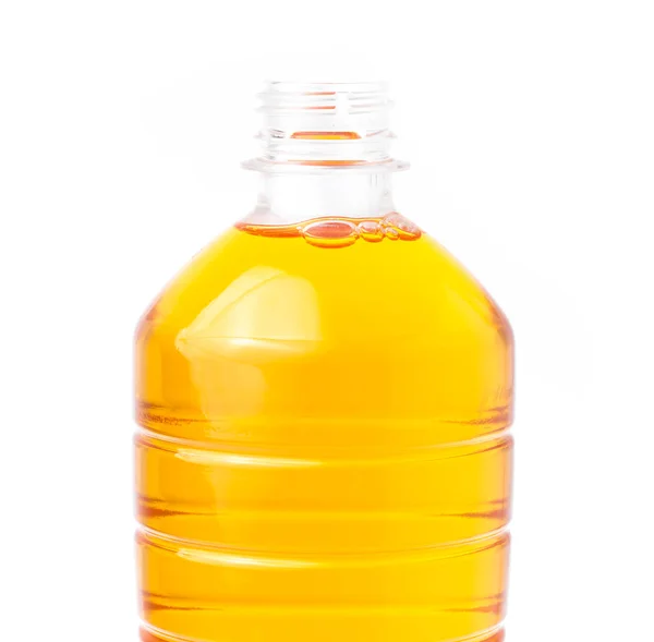Geel Gekleurde Dranken Fles Geïsoleerd Witte Achtergrond — Stockfoto