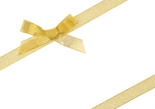 Gold Bow Isolated White Background — Stock Photo, Image