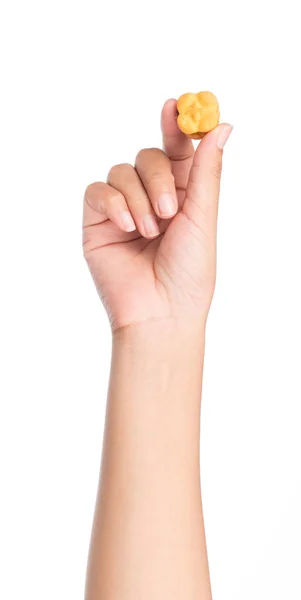 Hand Holding Cookie Isolated White Background — Stock Photo, Image