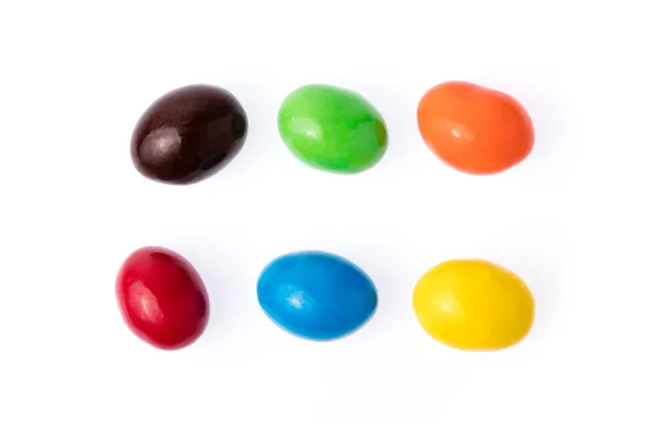 Színes Csokoládé Cukorka Gombok Elszigetelt Fehér Háttér — Stock Fotó