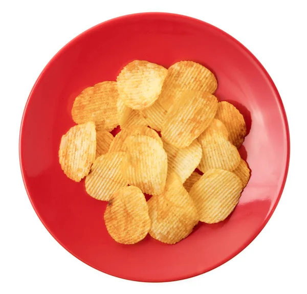 Patatas Fritas Plato Aislado Sobre Fondo Blanco — Foto de Stock