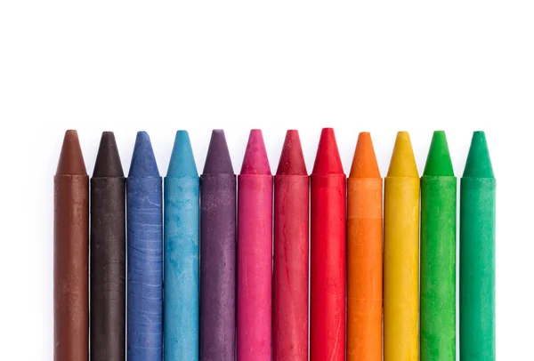 Χρώματα Crayon Wax Μολύβι Απομονωμένο Λευκό Φόντο — Φωτογραφία Αρχείου